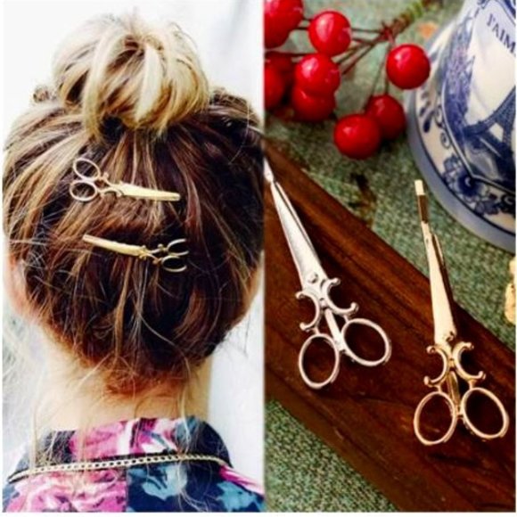 2/$20 Gold or Silver Scissors Hairpins - Picture 1 of 3